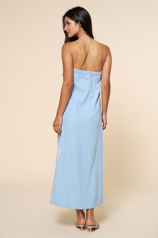 Cove Embroidered Tube Maxi Dress