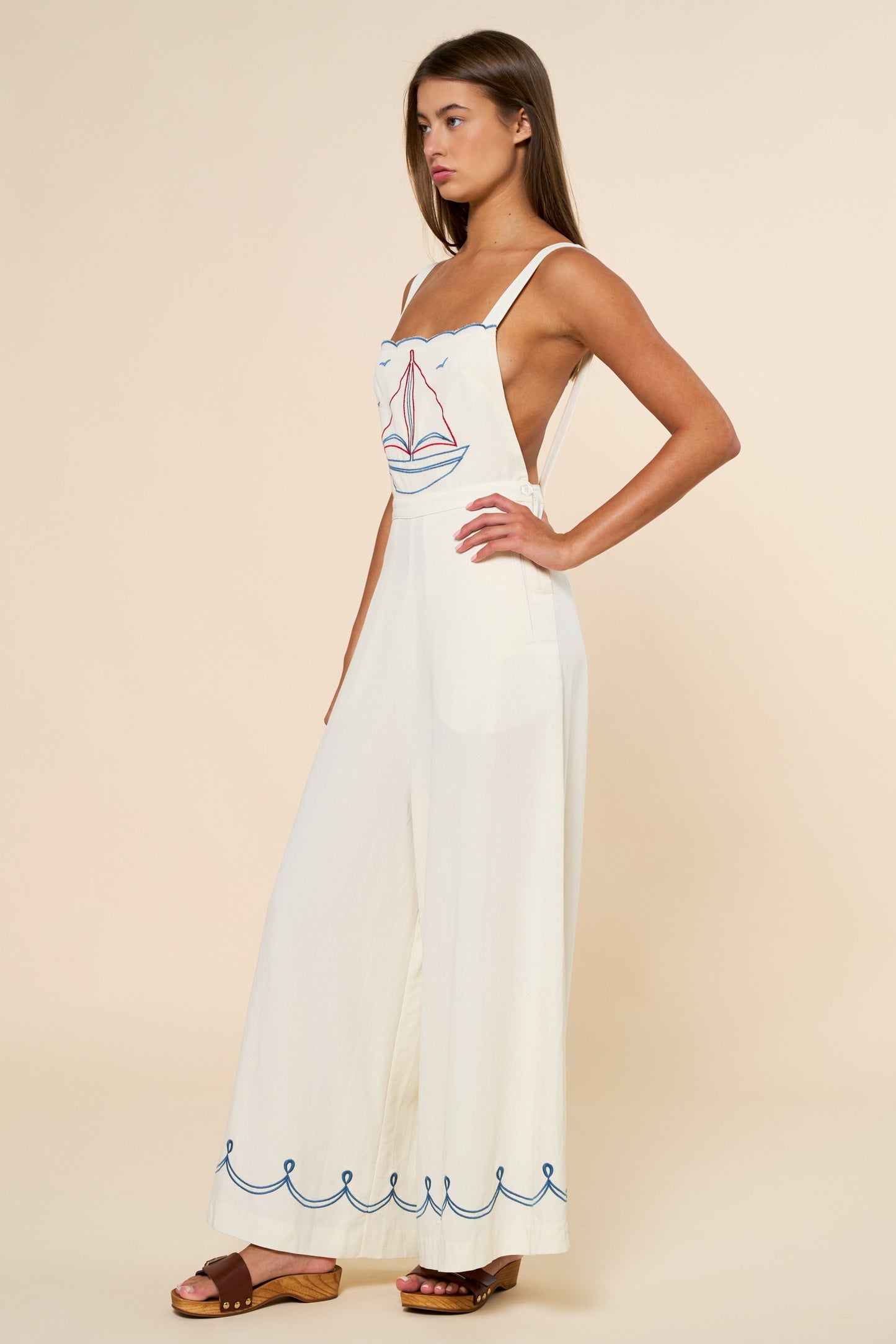 Marina Embroidered Wide Leg Jumpsuit