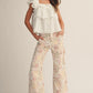 Gracie Pastel Floral Patchwork Wide Leg Pants