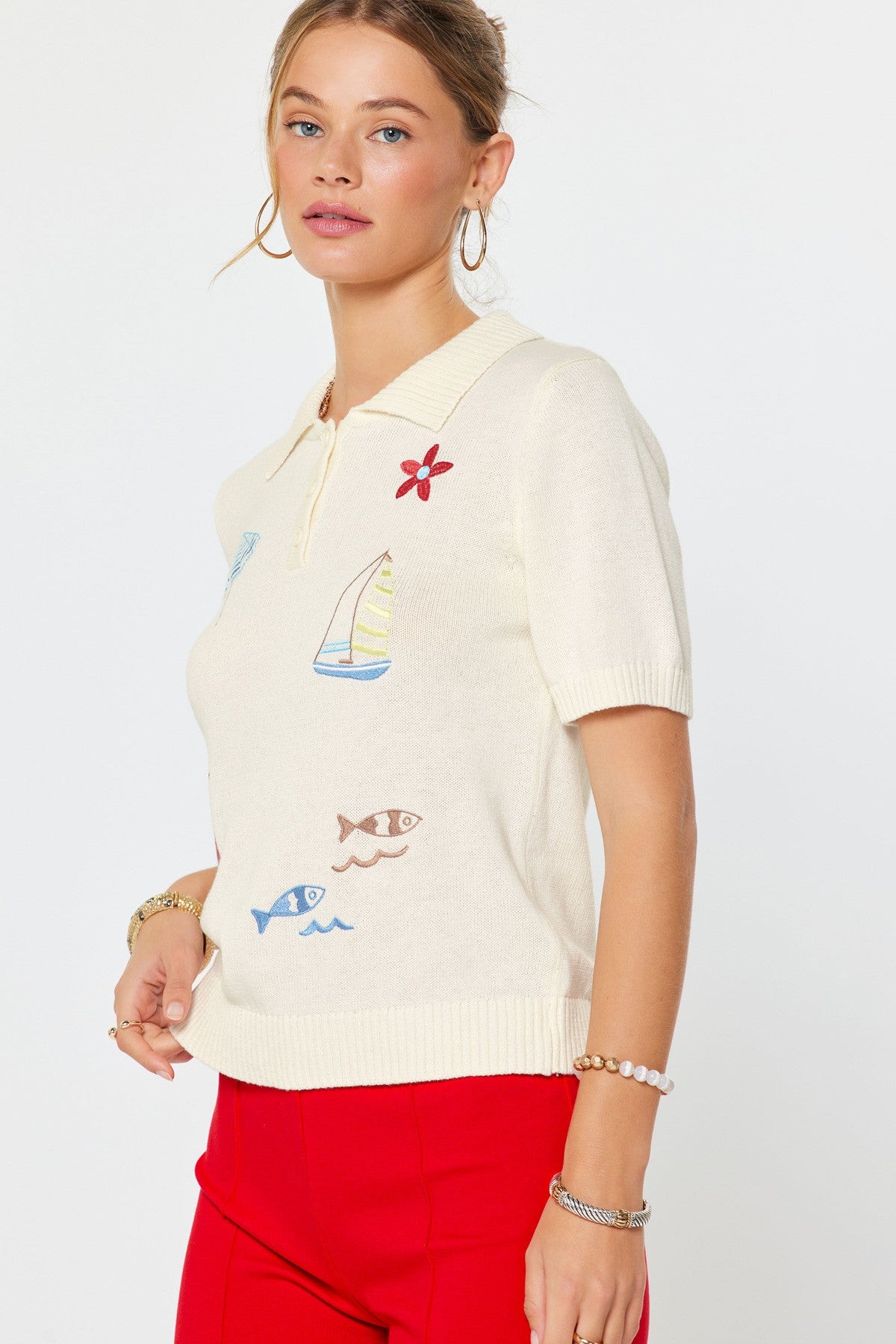 Dockside Darling Embroidered Sweater