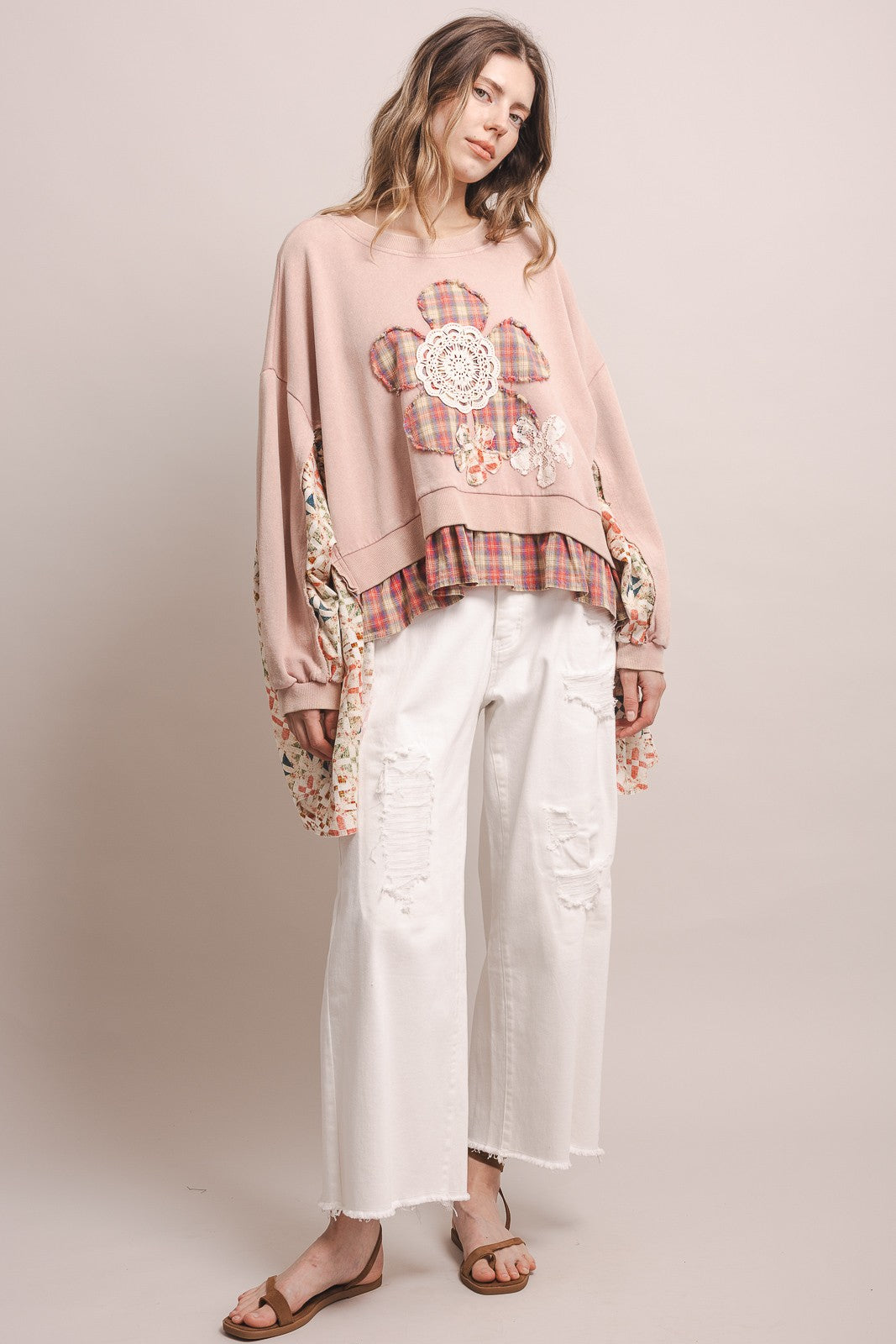 Sophia Distressed Wide Leg Pants