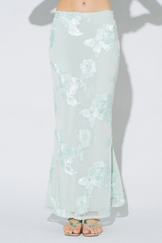 Bre Floral Jacquard Embroidery Maxi Skirt