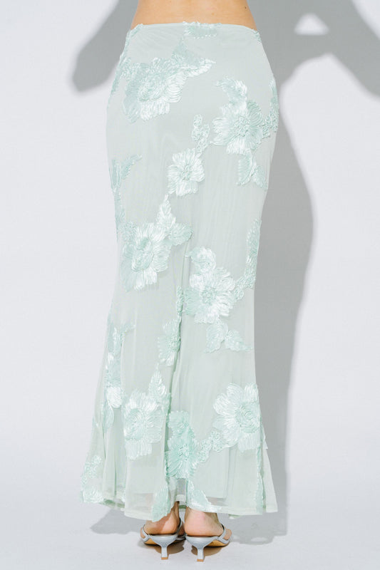 Bre Floral Jacquard Embroidery Maxi Skirt