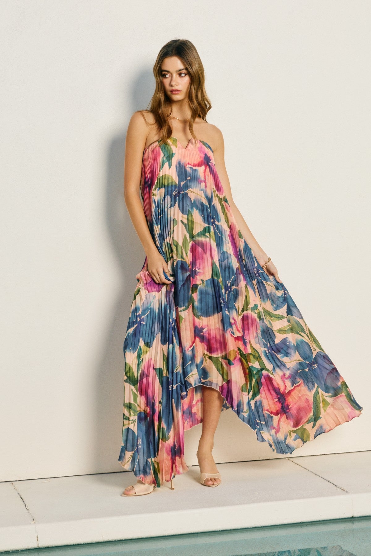 Meadowlark Pleated Maxi Column Dress