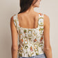 Bailey Tropical Print Lined Peplum Top
