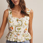 Bailey Tropical Print Lined Peplum Top