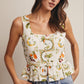 Bailey Tropical Print Lined Peplum Top