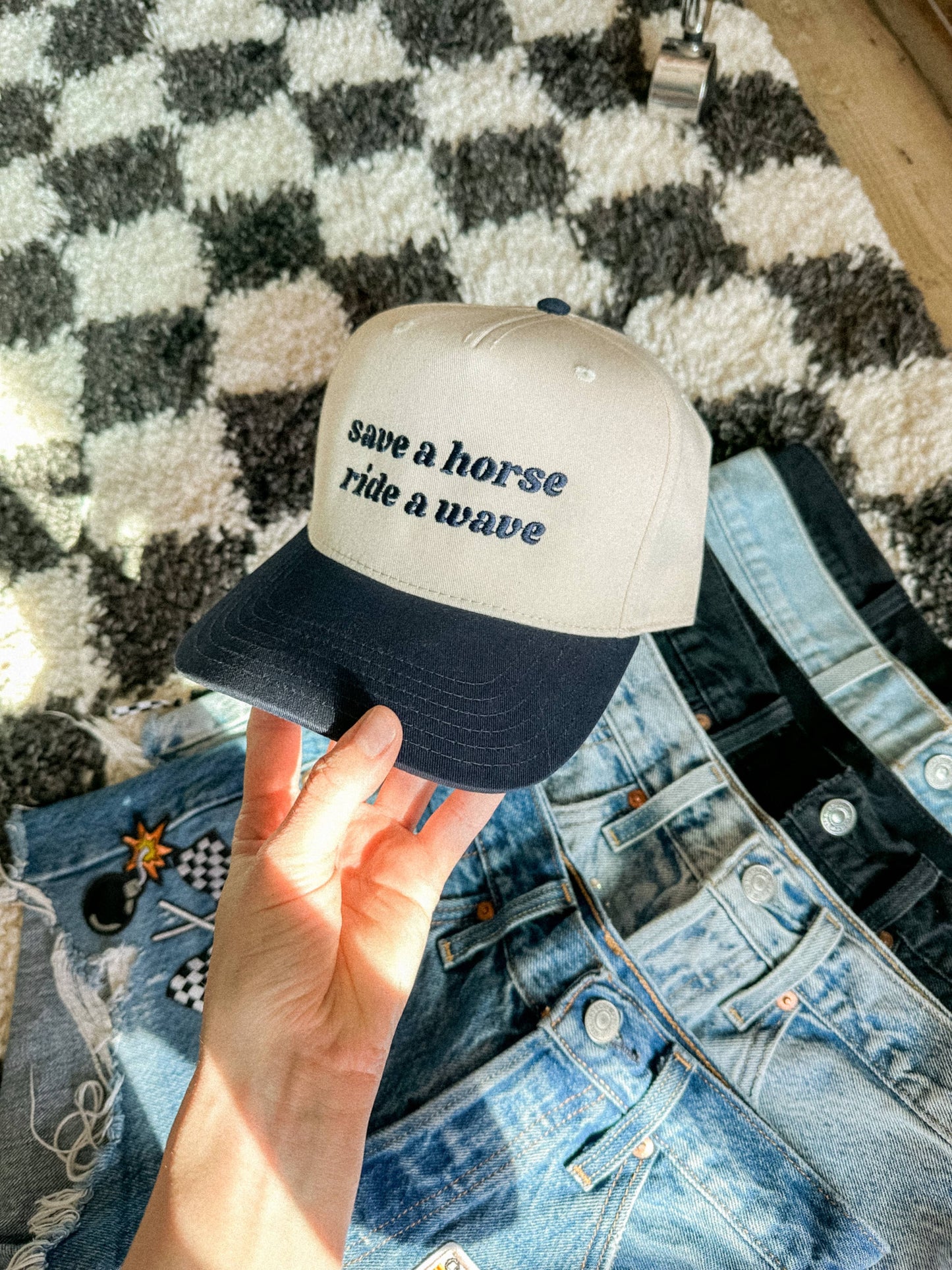Save A Horse Ride A Wave Canvas Trucker Hat