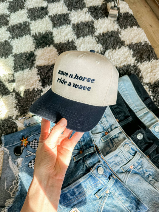 Save A Horse Ride A Wave Canvas Trucker Hat