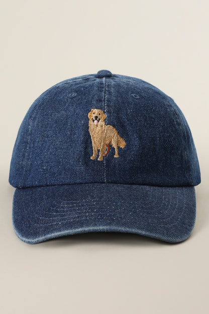Golden Retriever Embroidered Denim Baseball Cap