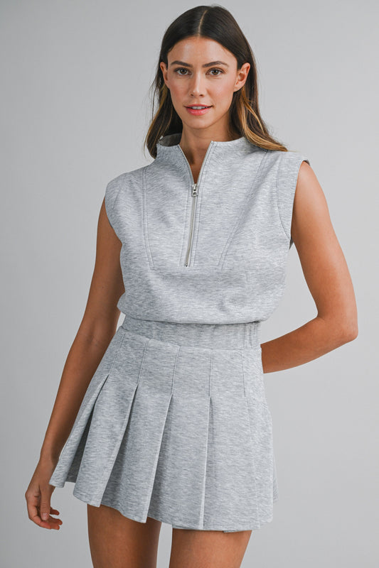 Darla Scuba Mock Neck Pleated Romper