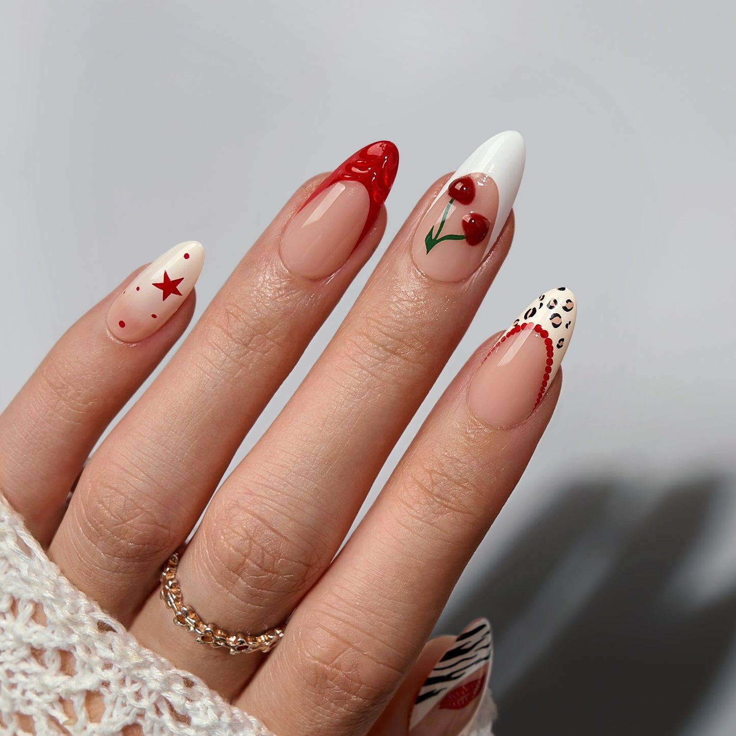 3D Cherry French Soft Gel Press-On Nails