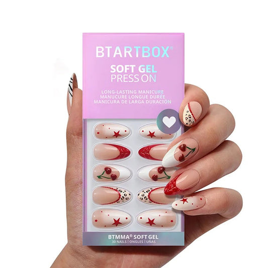 3D Cherry French Soft Gel Press-On Nails