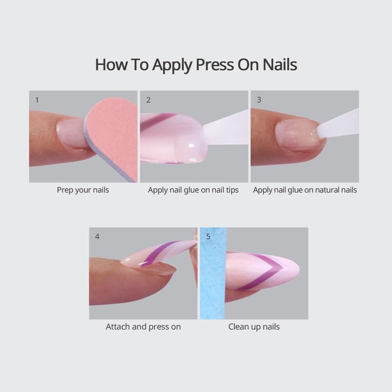 3D Flower Almond Press-On Nails - Soft Gel Blue Ombre