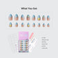 3D Flower Almond Press-On Nails - Soft Gel Blue Ombre