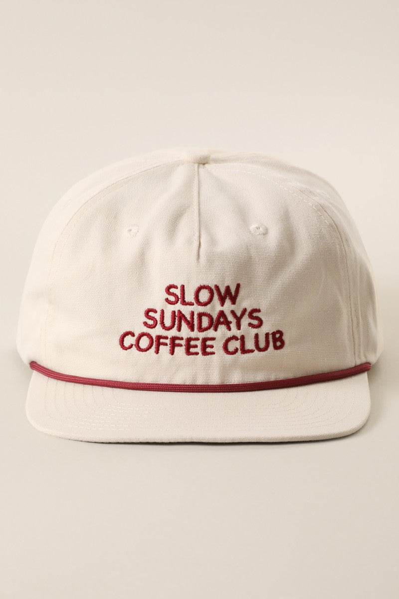 Slow Sundays Coffee Club Embroidered Rope Trucker Hat