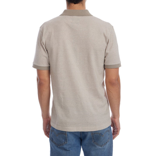 Owen Jacquard Short Sleeve Ribbed Polo - Tan