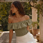Sandy Off Shoulder Ruffled Neckline Top
