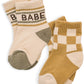 Baby/Toddler Half-Crew Socks 2-Pack, Checkered & Babe Stripe