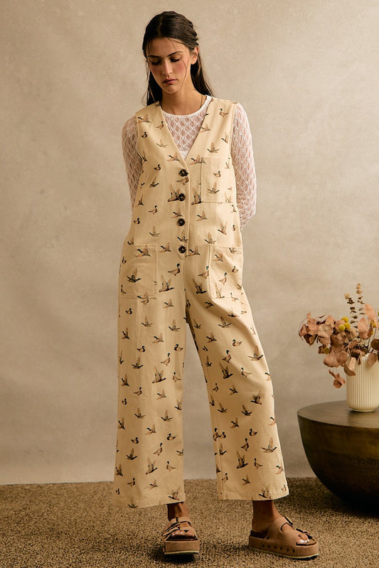 Susie Duck Print Sleeveless Jumpsuit