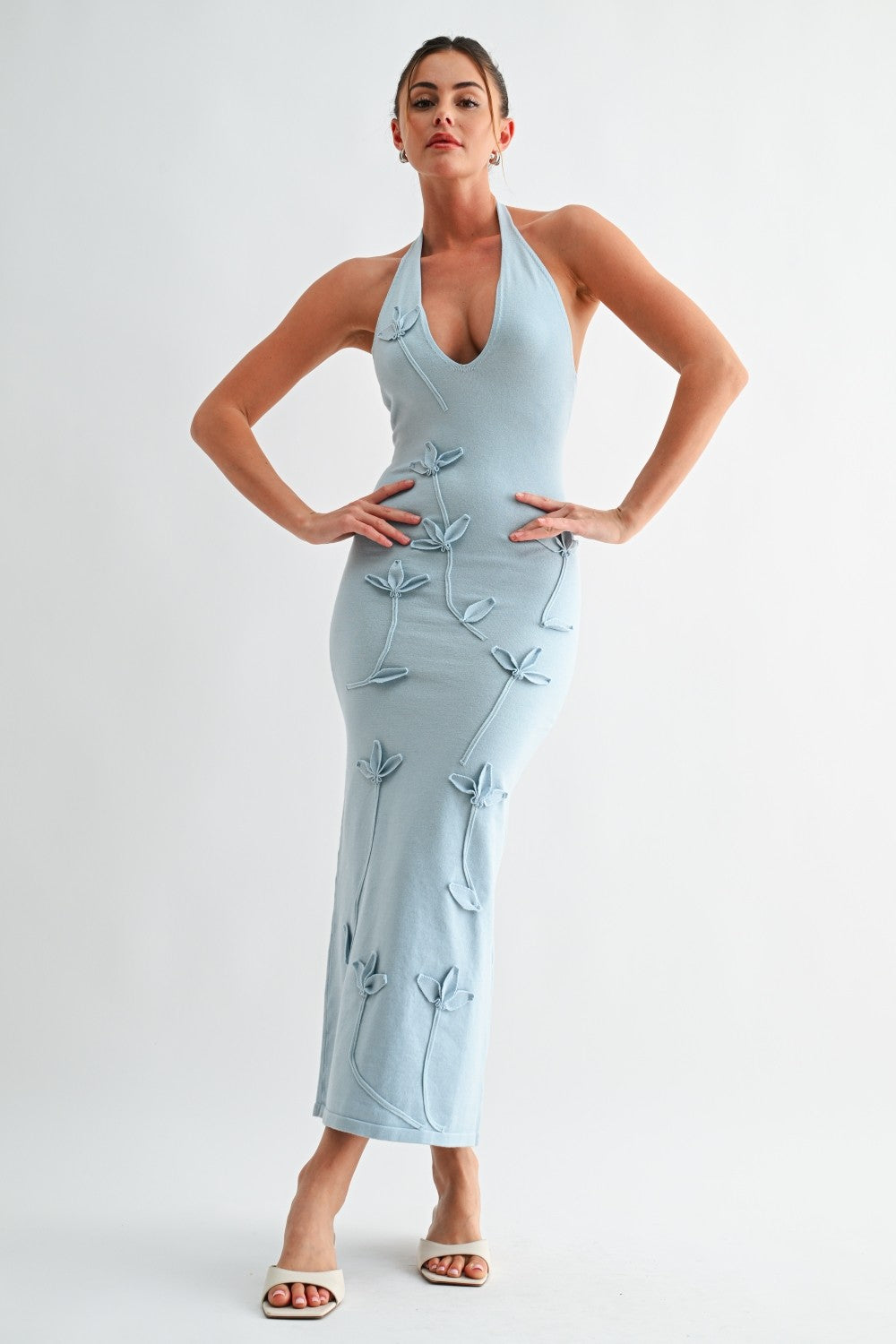 Petal Stitch Halter Knit Dress