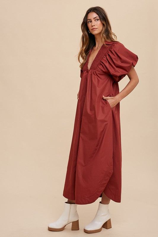 Madeline Midi Dress - Burgundy