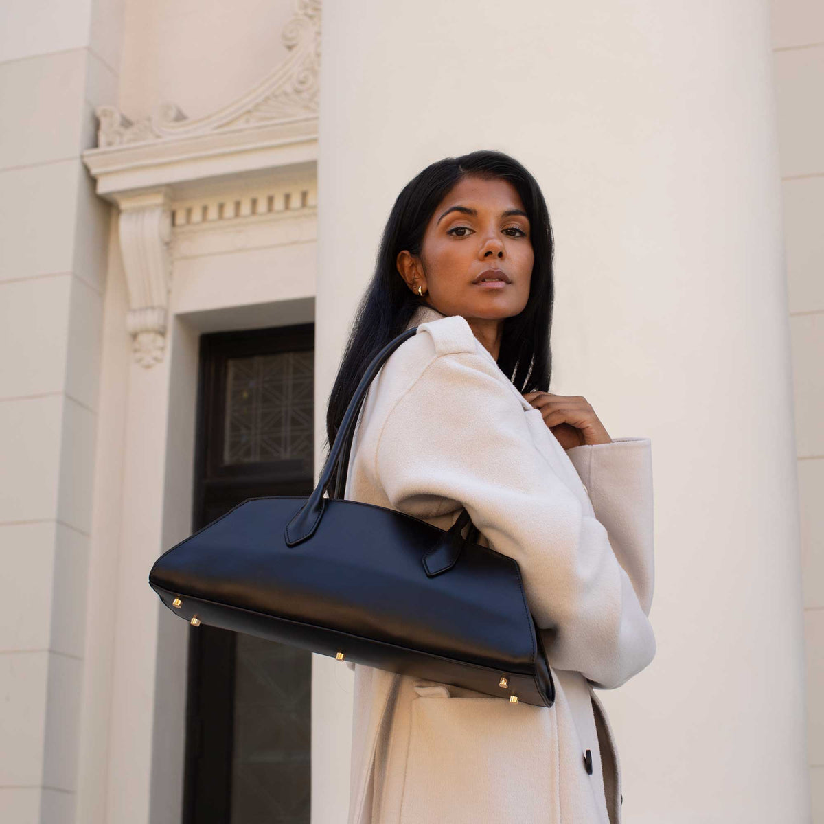 Birdie Black Recycled Vegan Leather Shoulder Bag