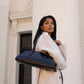 Birdie Navy Recycled Vegan Leather Shoulder Bag