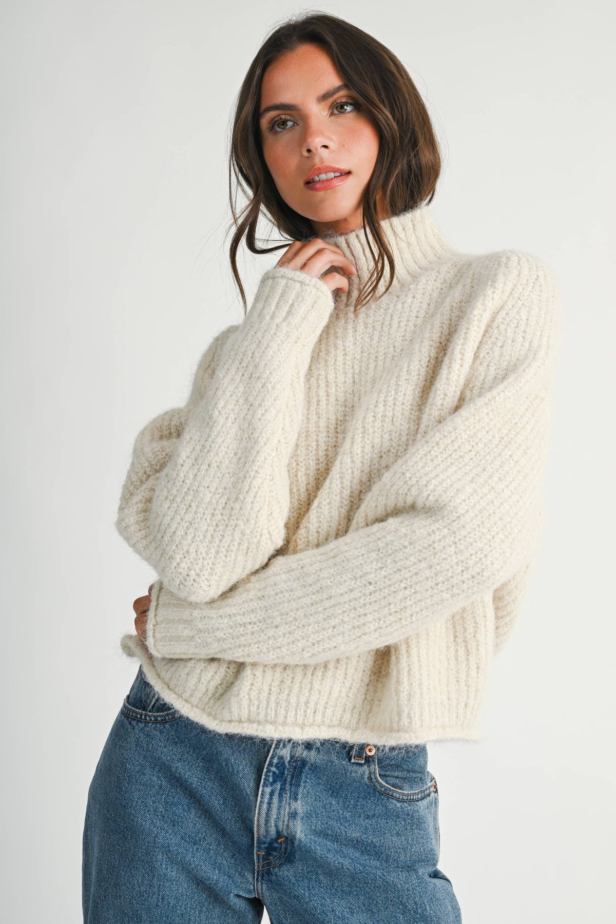 Wilbur Soft Brushed Mock Neck Sweater