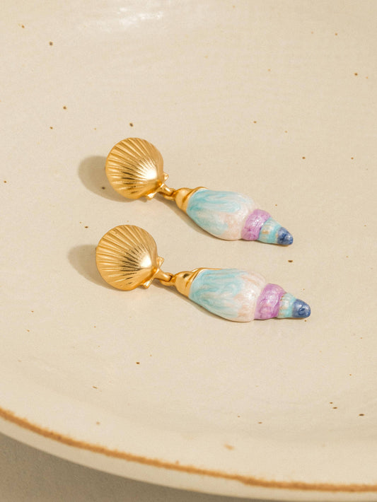 Corail 18K Gold Vintage Coastal Shell Drop Earrings
