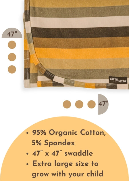 Extra Large Organic Cotton Baby Swaddle, 47"x47", Retro