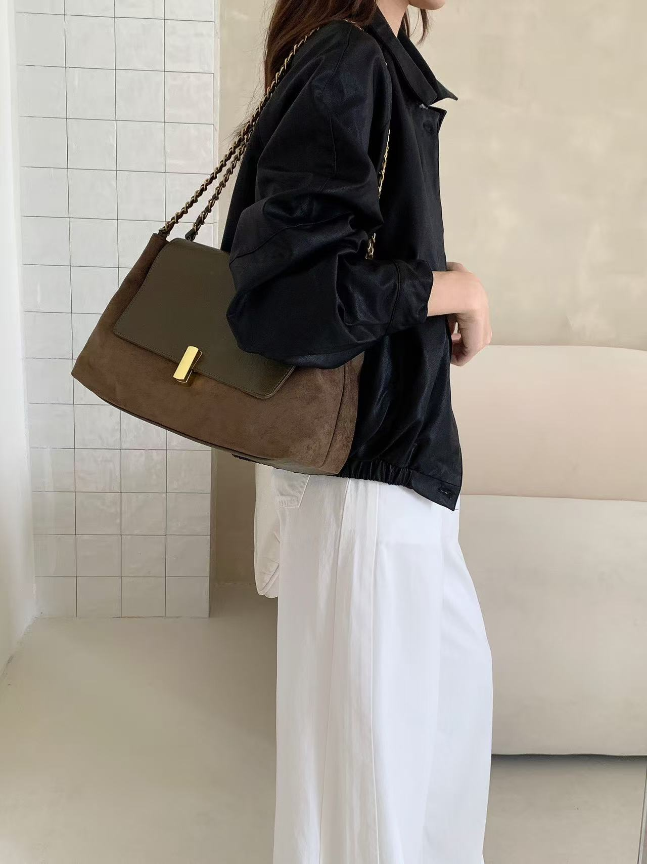 5th Avenue Microfiber Leather Shoulder Bag