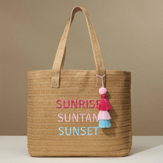 Sunrise, Suntan, Sunset Raffia Tote