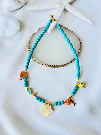 Turquoise Semiprecious Beaded Summer Necklaces