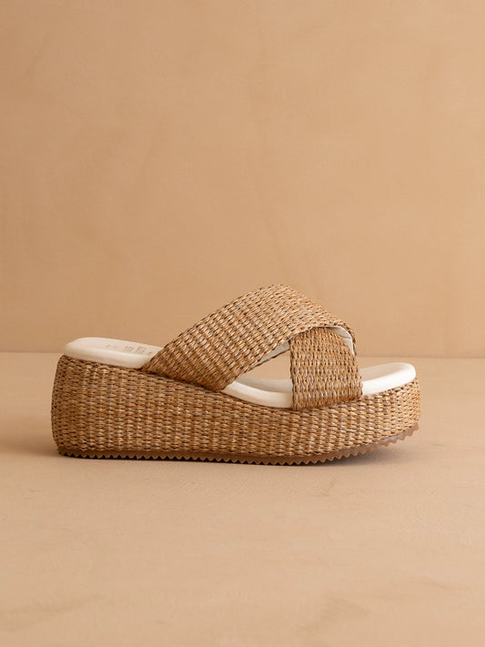 The Fresno Raffia Platform Sandal - Camel