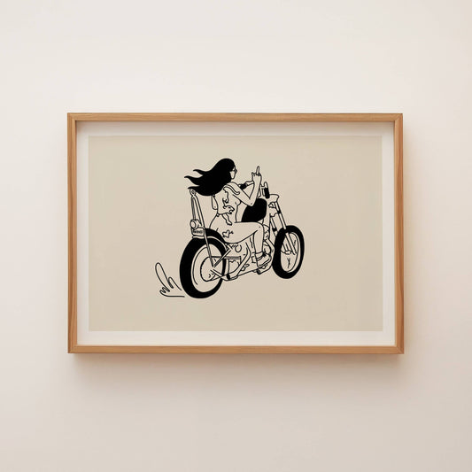 Biker Chick Minimal Moto Wall Art