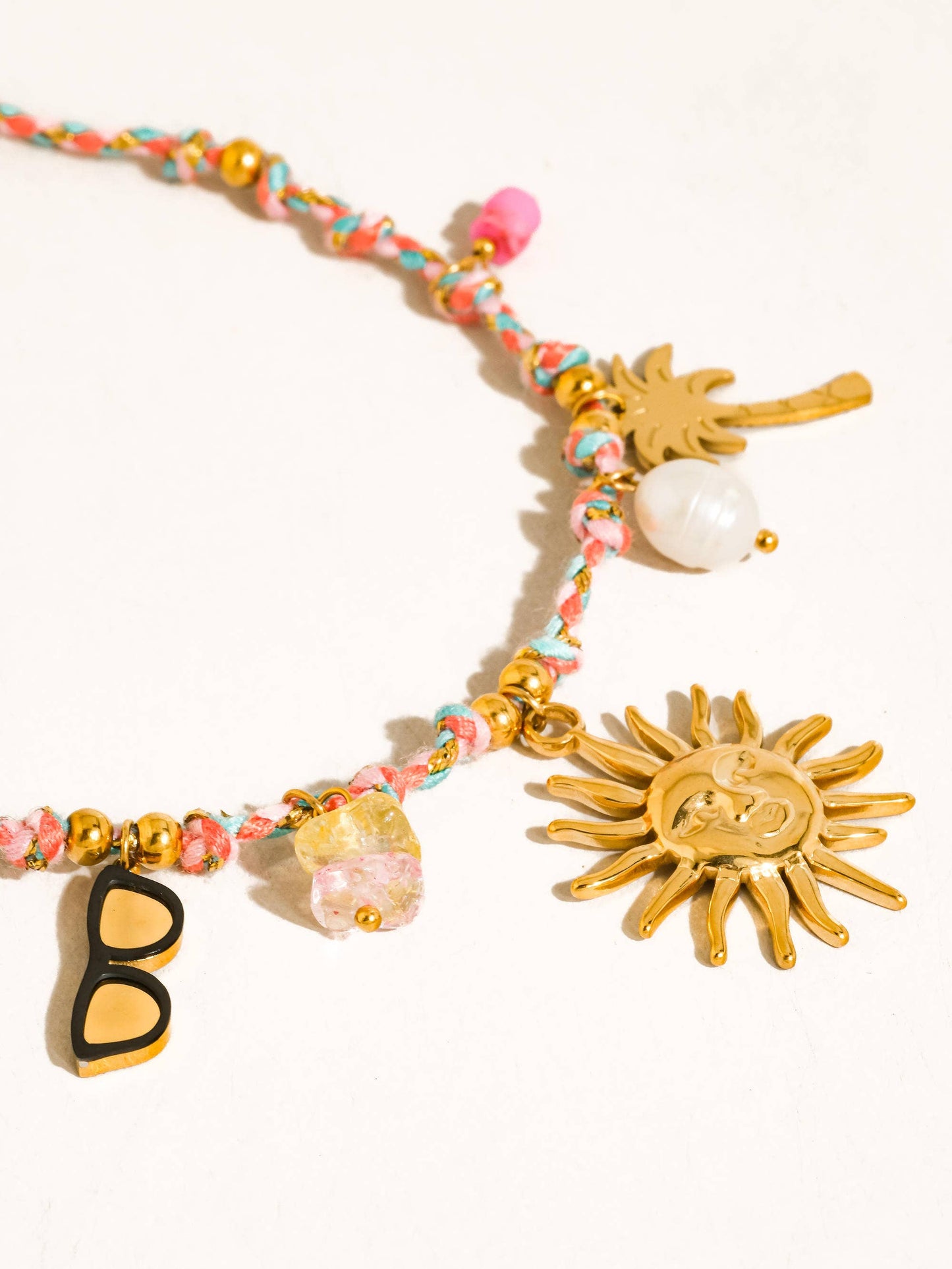 Sorrento 18K Gold Non-Tarnish Charm Beaded Sun Necklace