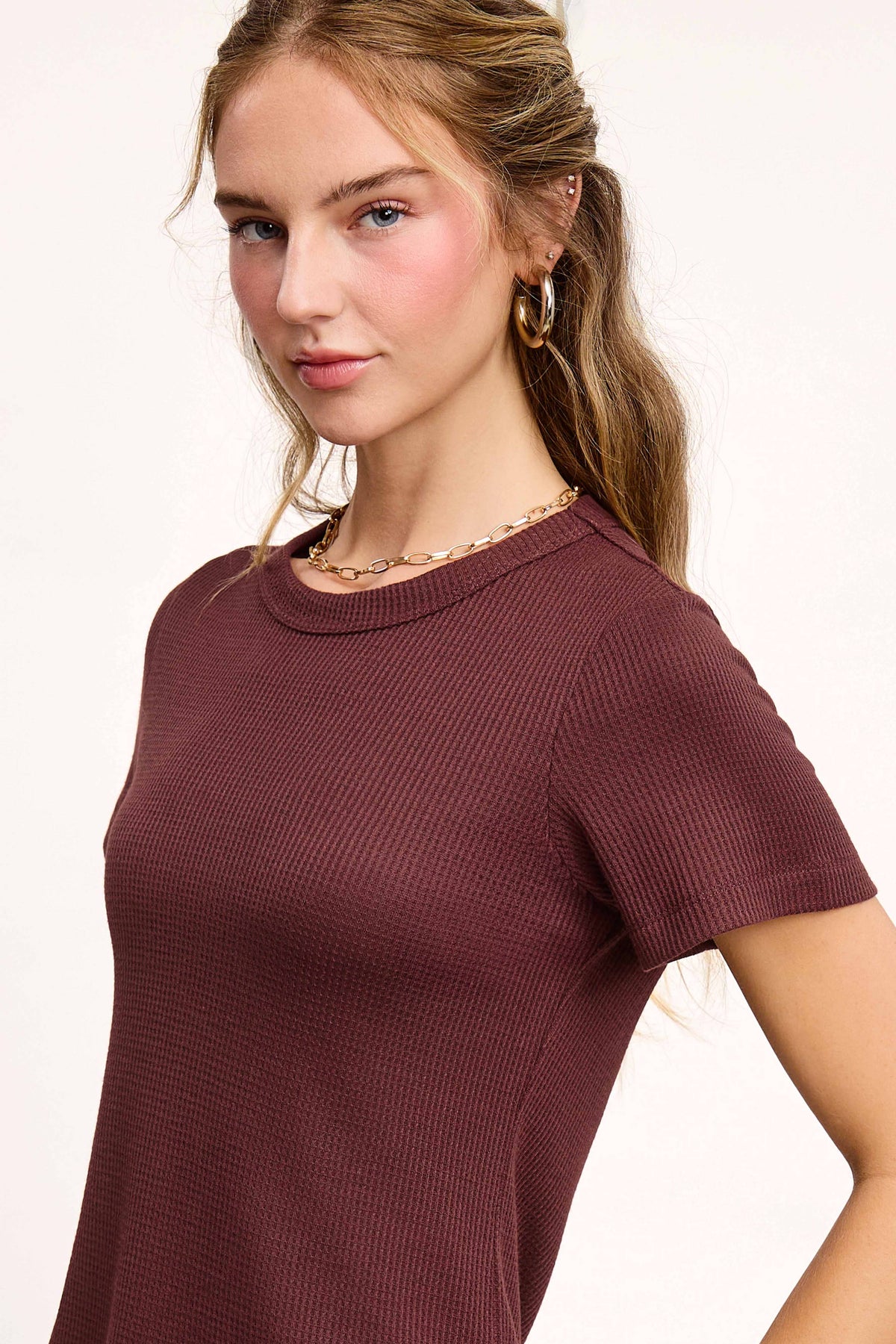 Dylan Waffle Knit Short Sleeve Top