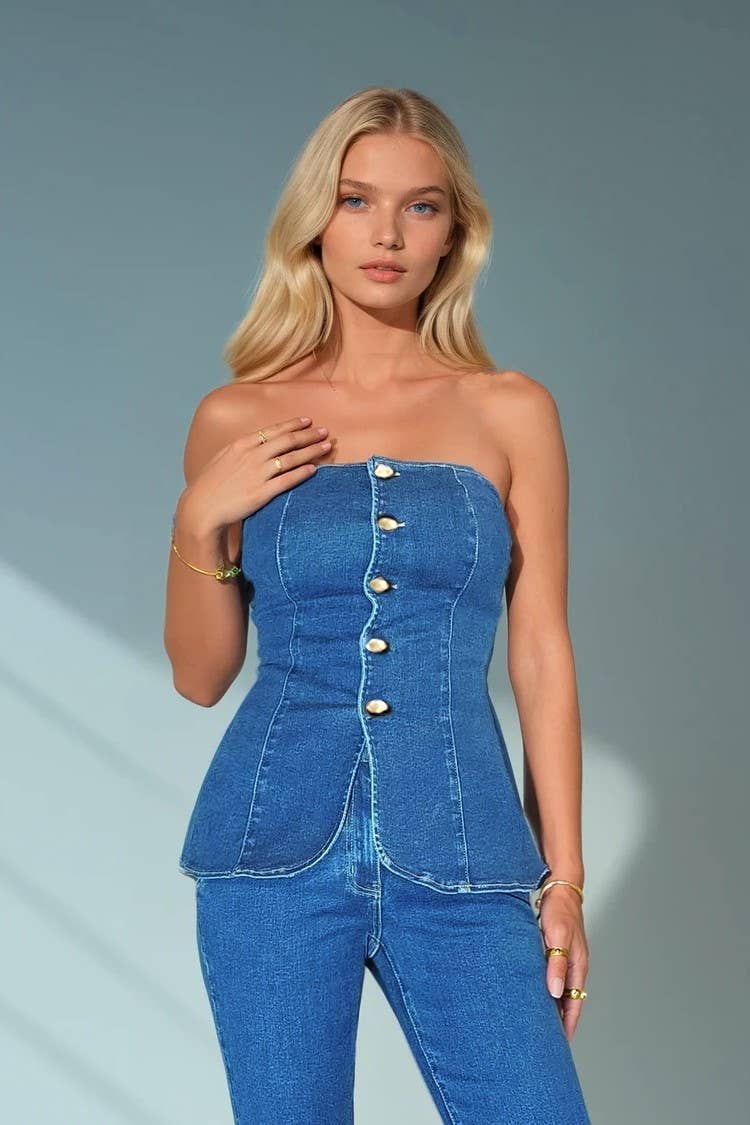 Lennon Stretch Denim Tube Top