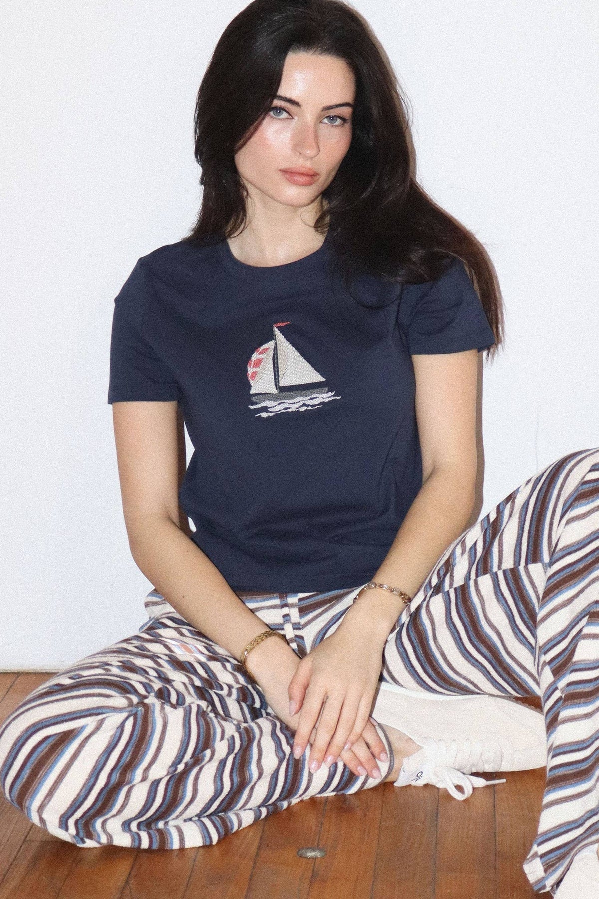 Fair Winds Embroidered Sailboat Tee