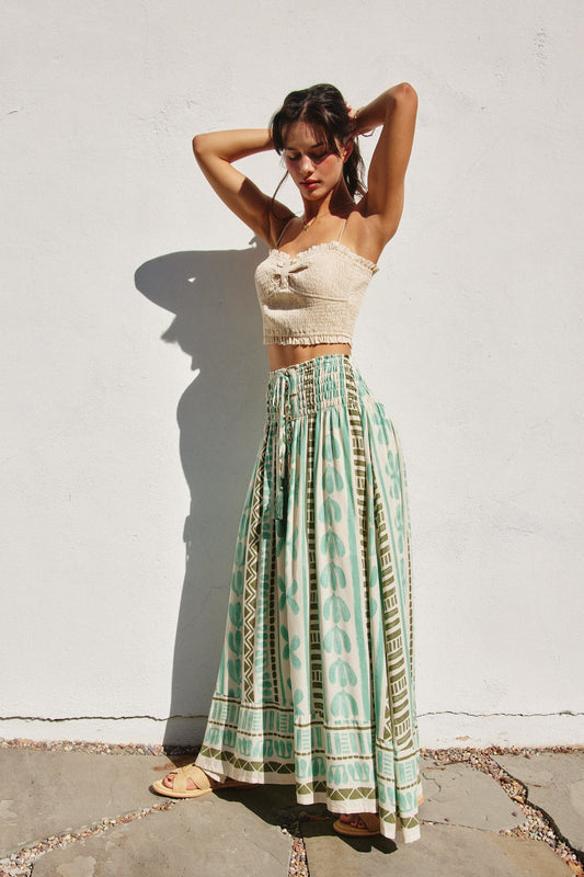 Island Time Smocked Hip Midi Skirt