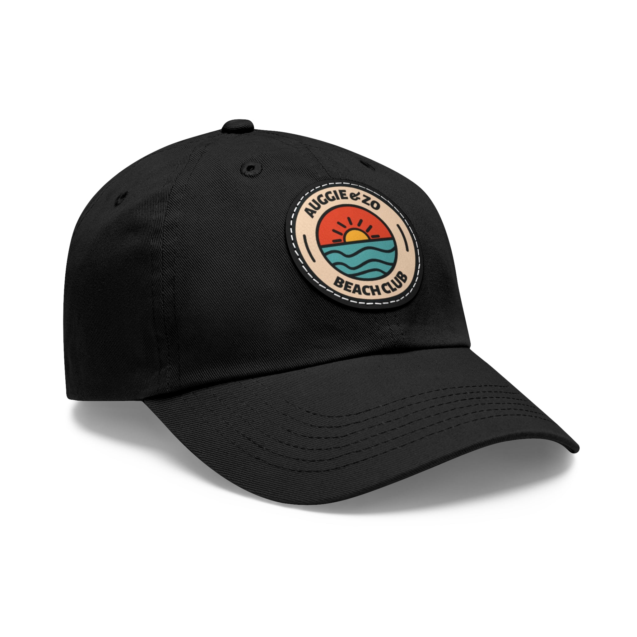 Beach Club Dad Hat with Leather Patch (Round)