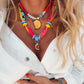 Neon Scarf Necklace & Beaded Shell Necklaces
