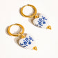 Yun 18K Gold Non-Tarnish Ceramic Floral Heart Earring