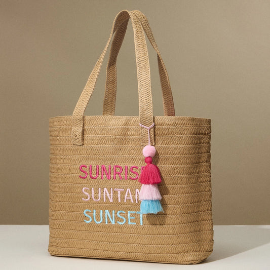 Sunrise, Suntan, Sunset Raffia Tote