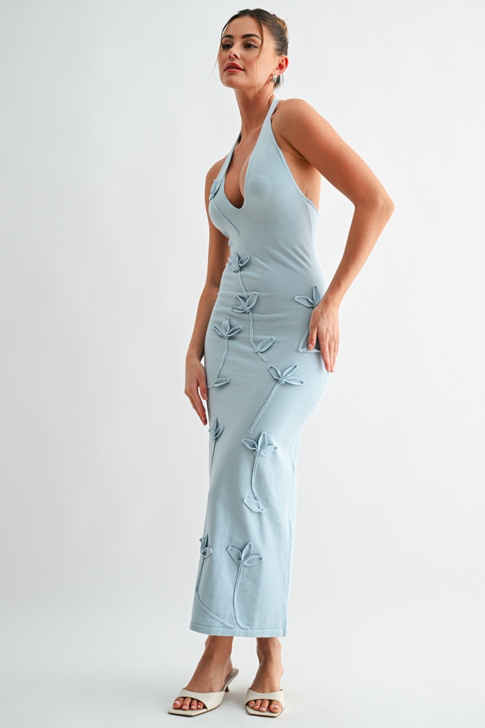 Petal Stitch Halter Knit Dress