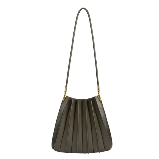 Carrie Pleated Vegan Shoulder Bag - Olive