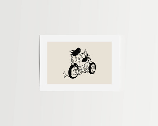 Biker Chick Minimal Moto Wall Art