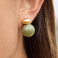 Velisse 18K Gold Non-Tarnish Green Marble Ball Earrings