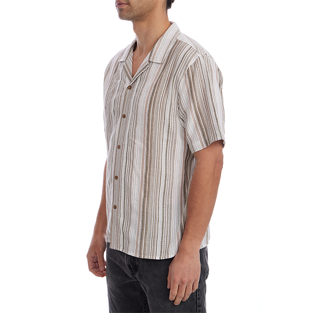 Phillip Vertical Stripe Textured Knit Button Up Shirt